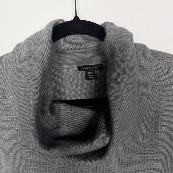 Ann Taylor XS/ S Gray Two Tone Poncho Sweater Oversized Cowl Neck Cozy Warm - Picture 8 of 10